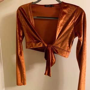 Velvet Front Wrap Top